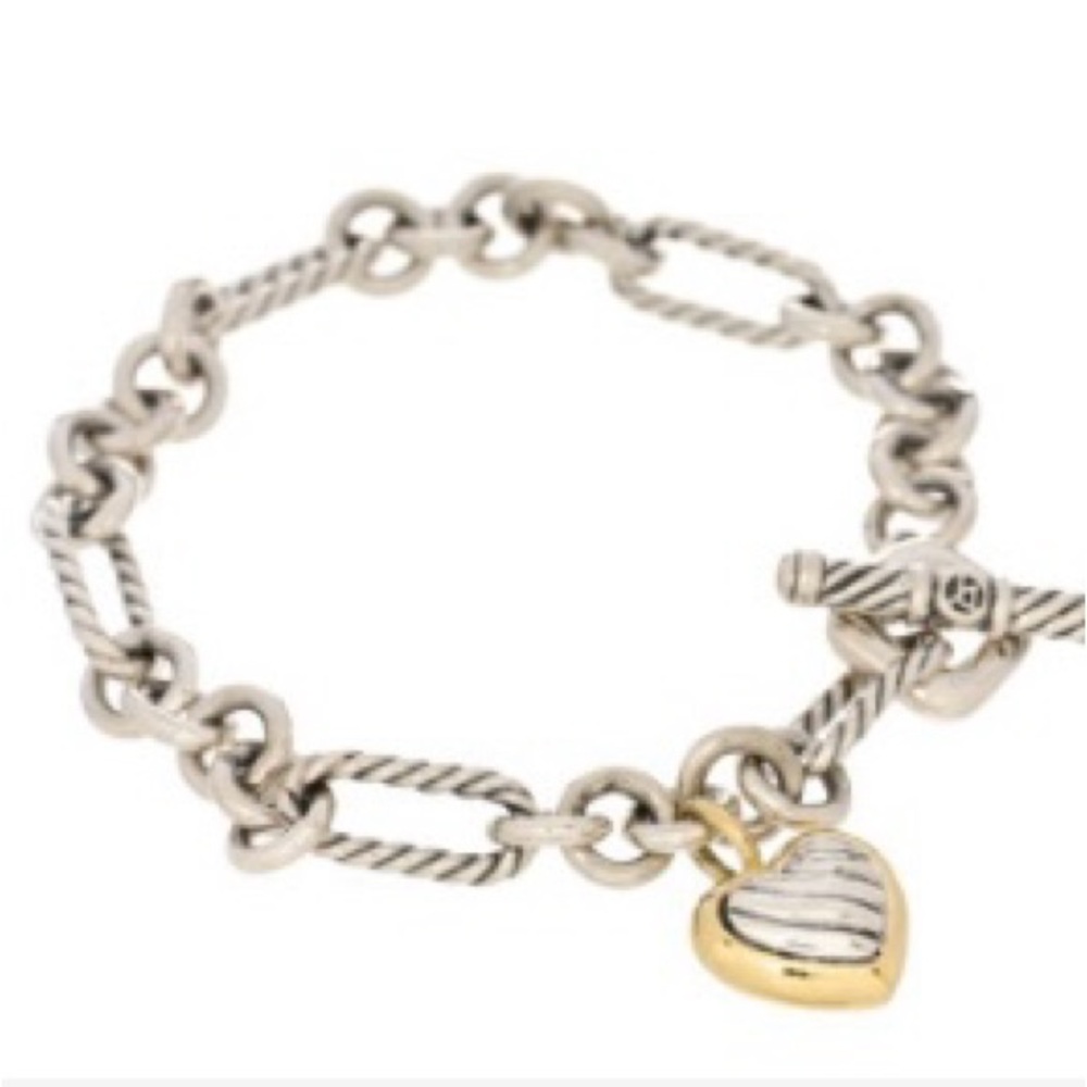 New Price‼️AUTHENTIC David Yurman Cable Heart Charm Bracelet- S Silver/18K Gold.